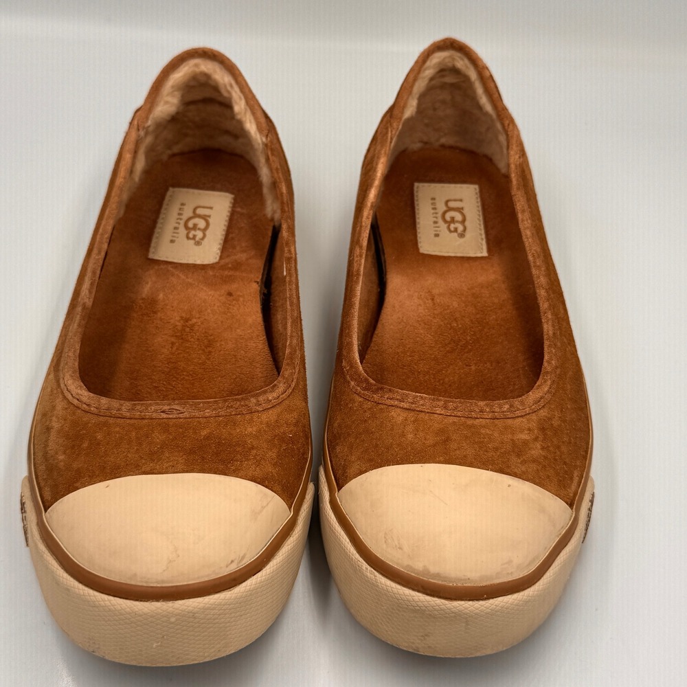 UGG Australia 1884 Suede Slip On Cap Toe Sneakers Chestnut Brown Womens 7